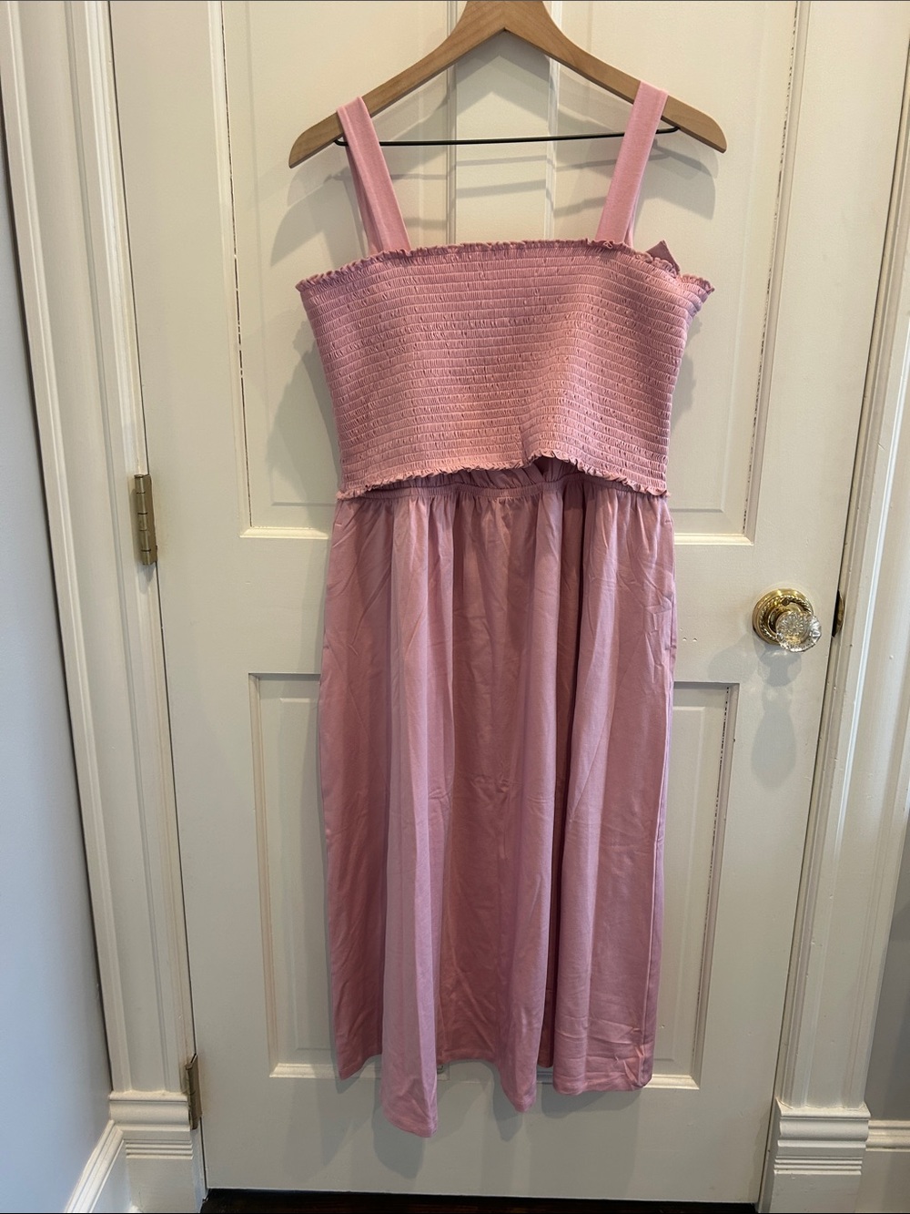 Kindred Bravely Pink Maternity Smocked Midi Dress - Picture 2 of 4
